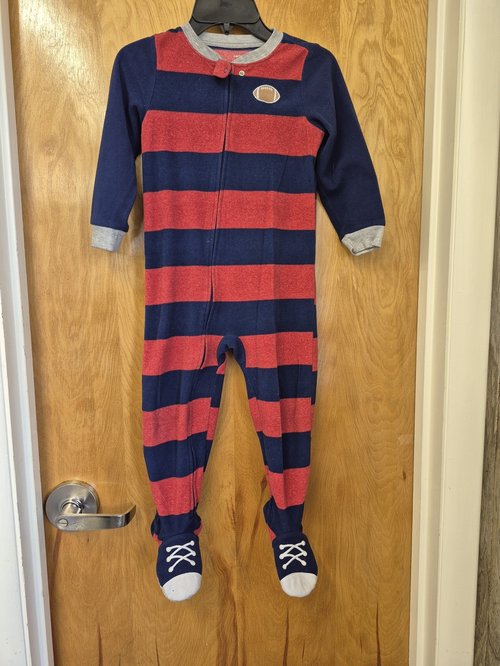 Carter's Navy and Red Striped Footed One-Piece Pajamas